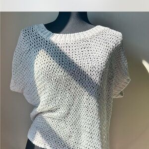 White Knit Short Sleeve Sweater